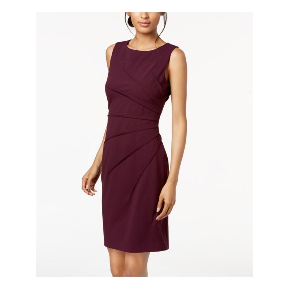 CALVIN KLEIN Womens Sunburst Sleeveless Short Wear To Work Sheath Dress - Picture 3 of 4